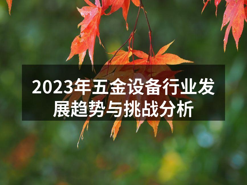 2023年五金设备行业发展趋势与挑战分析